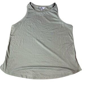 Nicole Miller New York High Neck Ribbed Tank Top - Sage Green Large